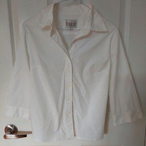 Jessica Sports Women's Size M(10-12) Off White Cotton Stretchy Shirt 3/4 Sleeve